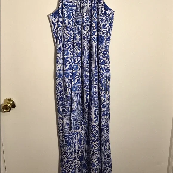 Ann Taylor petite halter neck tile print dress - Picture 2 of 3